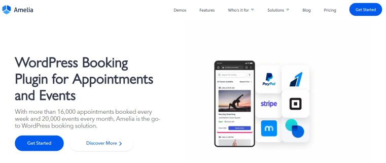 WP Amelia booking plugin homepage