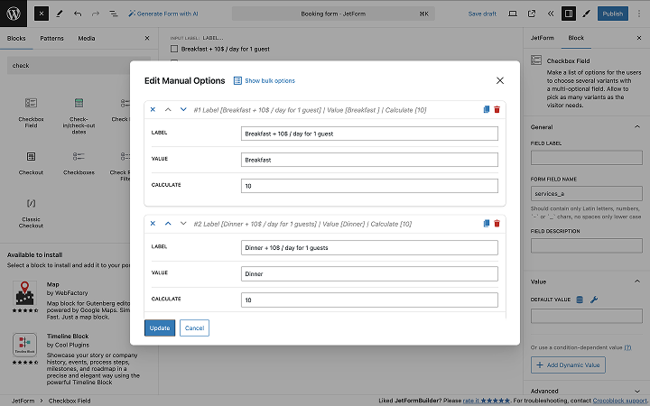 adding checkbox field