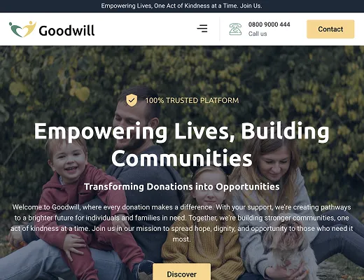 non profit organization website example