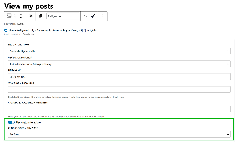 custom templates in WP form