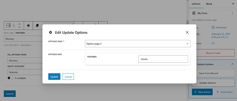 Updating option pages