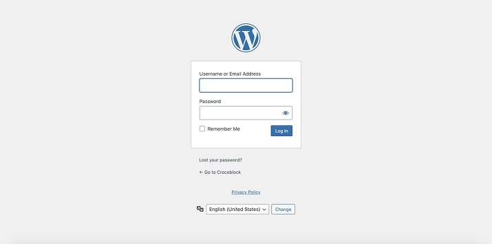 wordpress login form