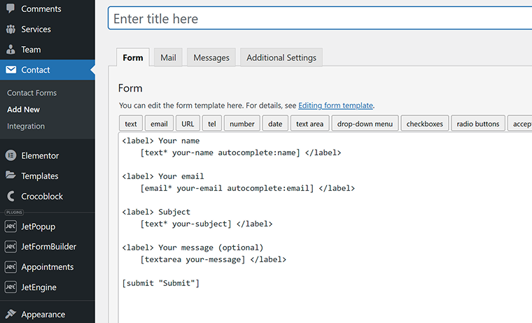 default CF7 form