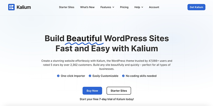 Kalium theme homepage
