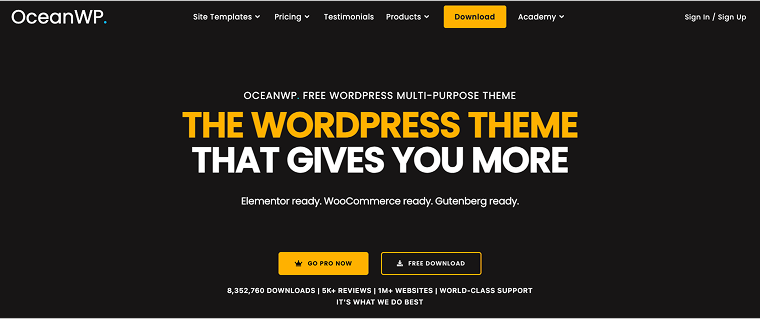 ocean wp minimalist wordpress theme