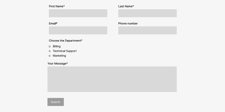 WP form wireframe