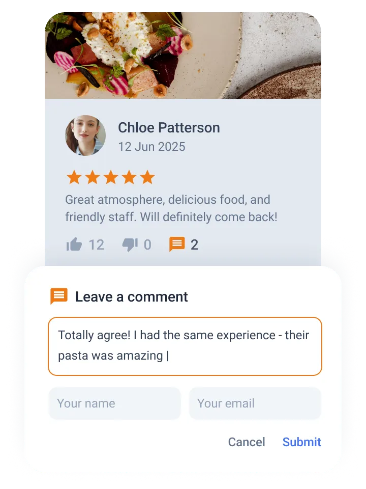 custom review and comment form layout