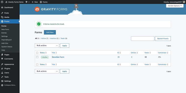 Gravity Forms editing a form