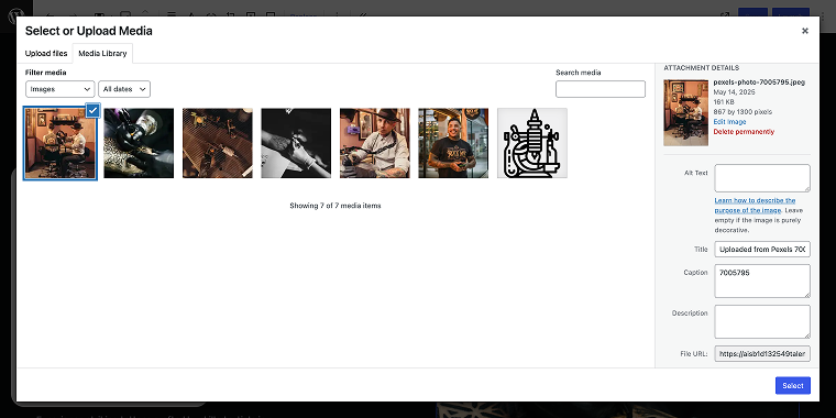 media gallery image details