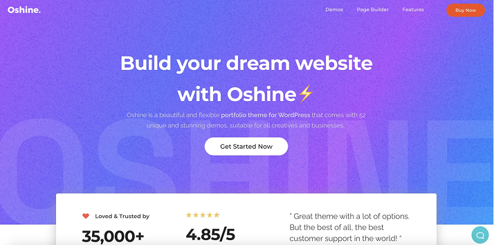Oshine theme homepage