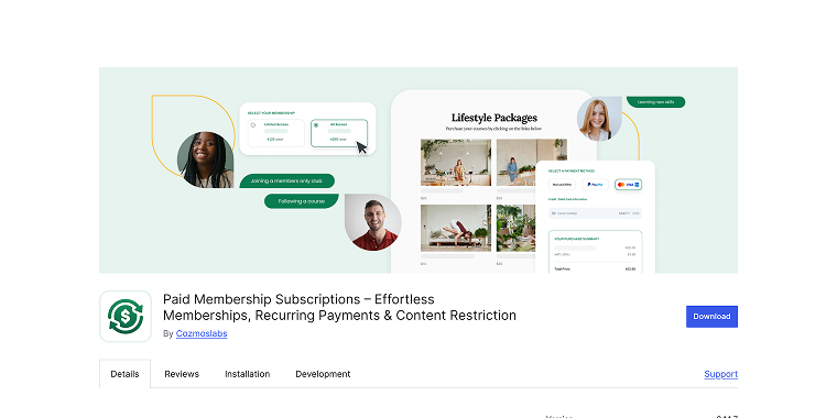 paid membership subscriptions at wordpress.org