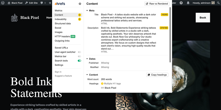 ahrefs seo chrome extension