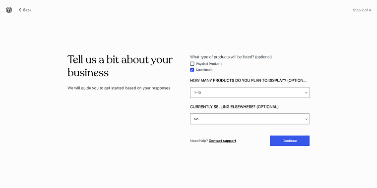 woocommerce onboarding step 2