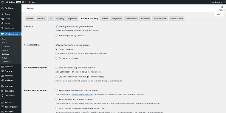 guest checkout setup woocommerce store