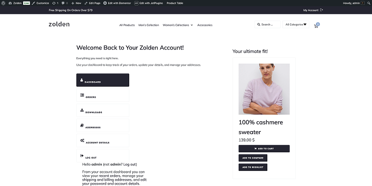 zolden store user account