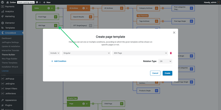 creating 404 page template