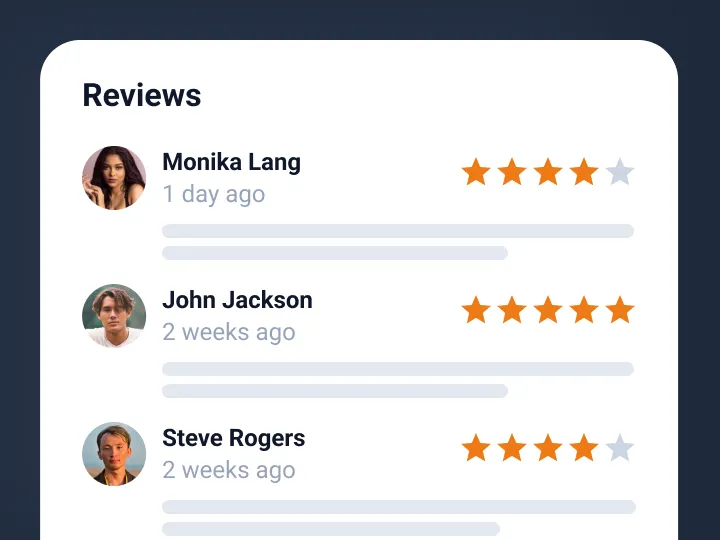 custom listing layout for user reviews