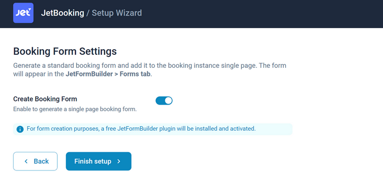 booking form setup