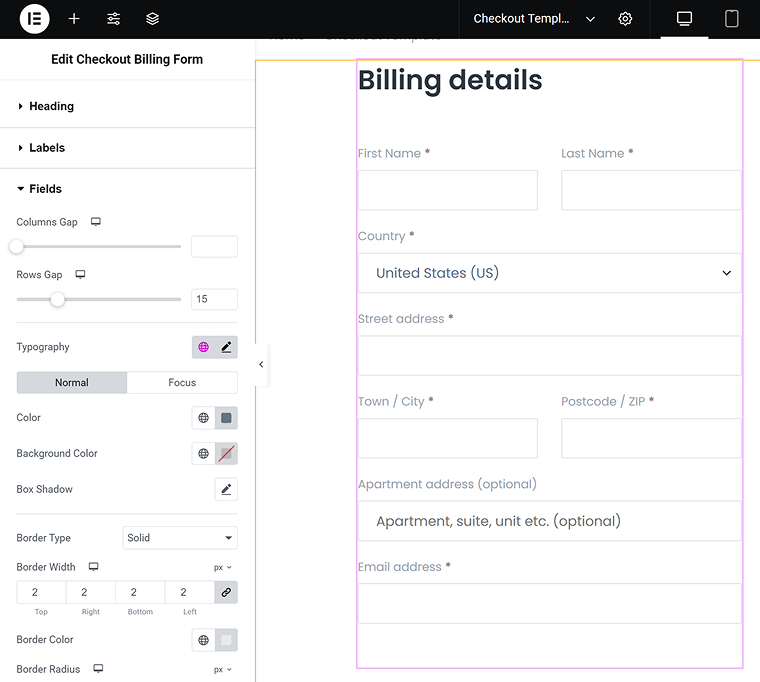 styling checkout WooCommerce