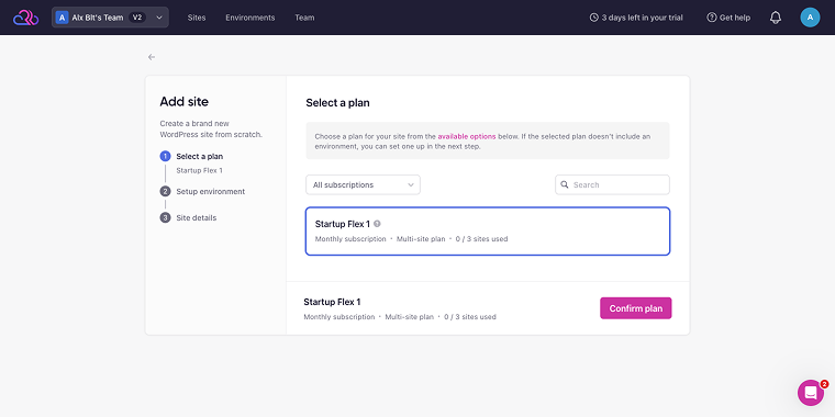 step 1 of the add site onboarding process
