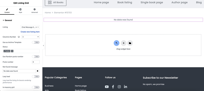 adding listing grid