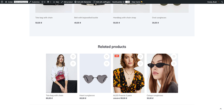 single related products widget front-end