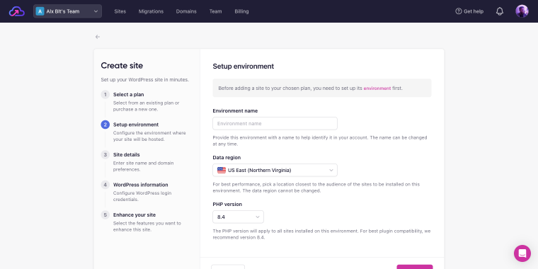 step 2 of the add site onboarding process