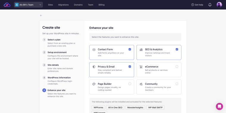 enhance your site onboarding step