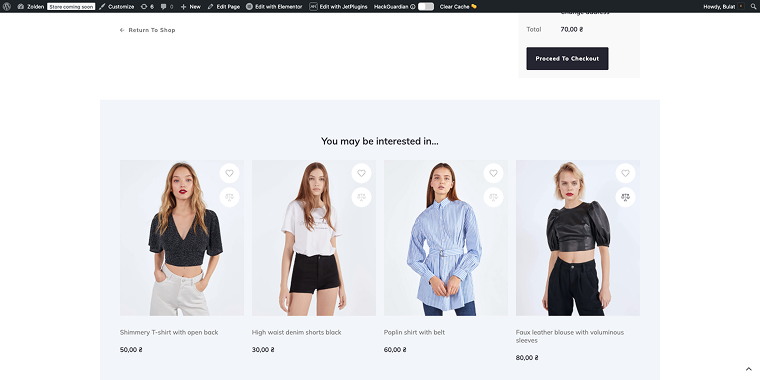 cross-sells widget front end