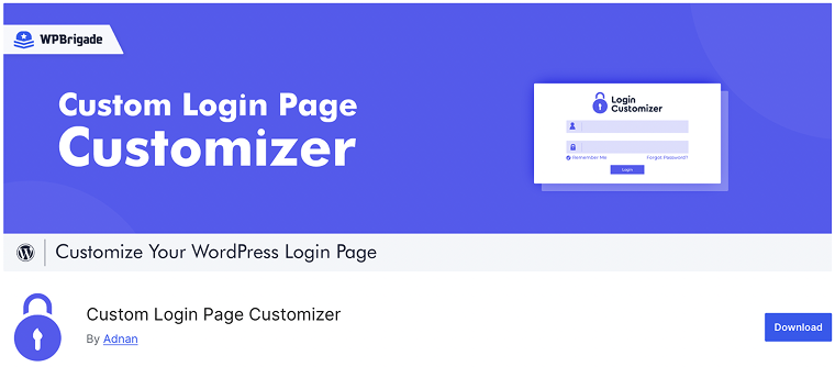 custom login page customizer plugin