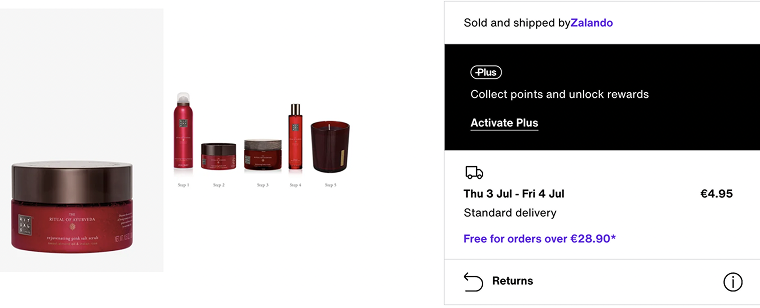 shipping information for product page