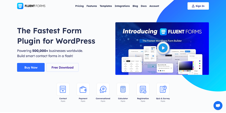fluent forms homepage
