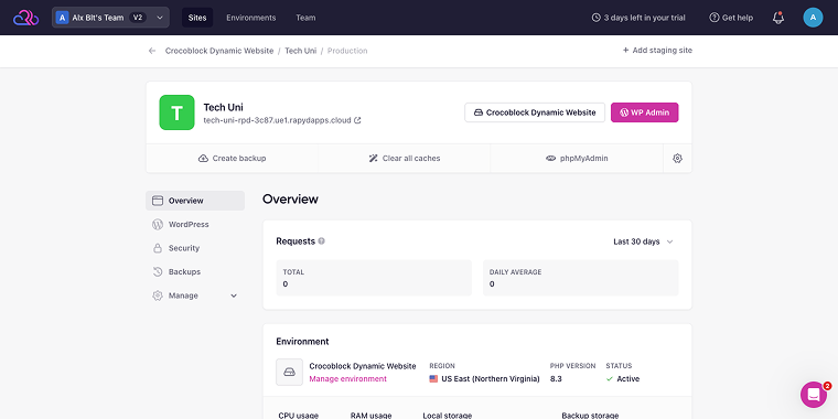 rapid hosting dashboard