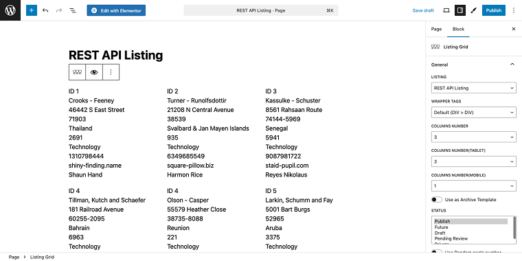 rest api listing grid