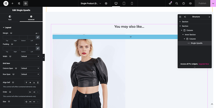 adding the single upsells widget