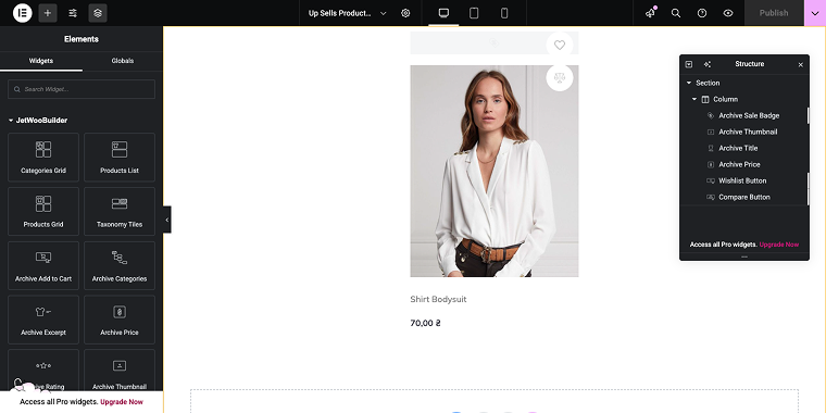 up-sell template widgets