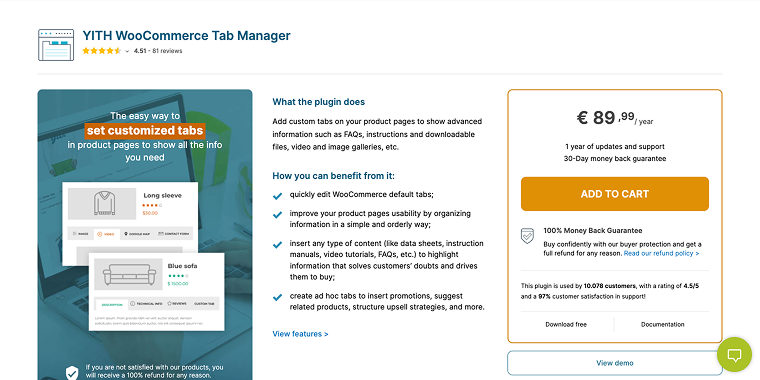 YITH WooCommerce Tab Manager plugin homepage