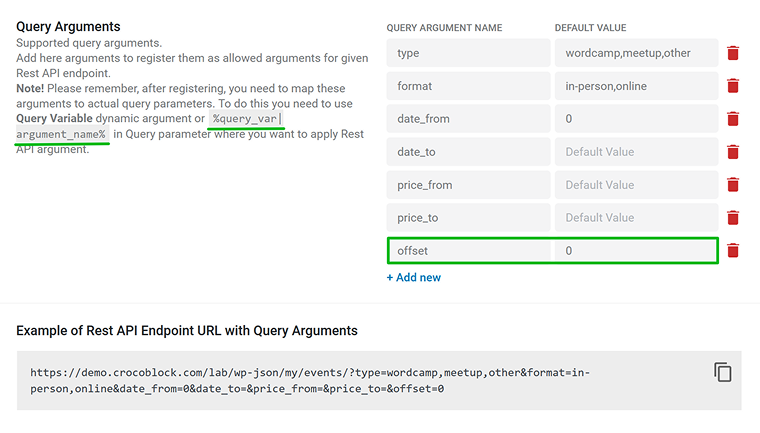adding query offset