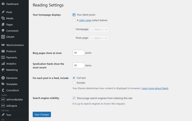 WP Query settings