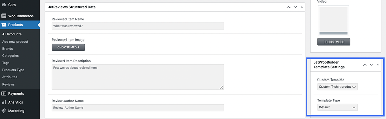 assign template to products