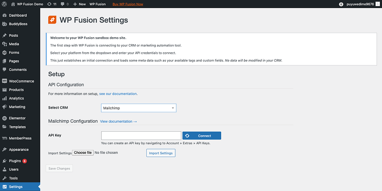 connecting crm to wordpress website