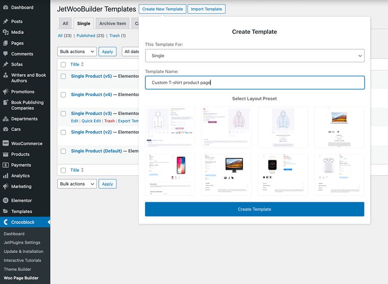 create a single template