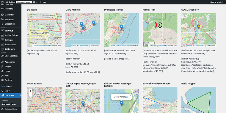leaflet maps shortcodes