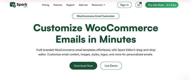 spark editor email customizer for woocommerce