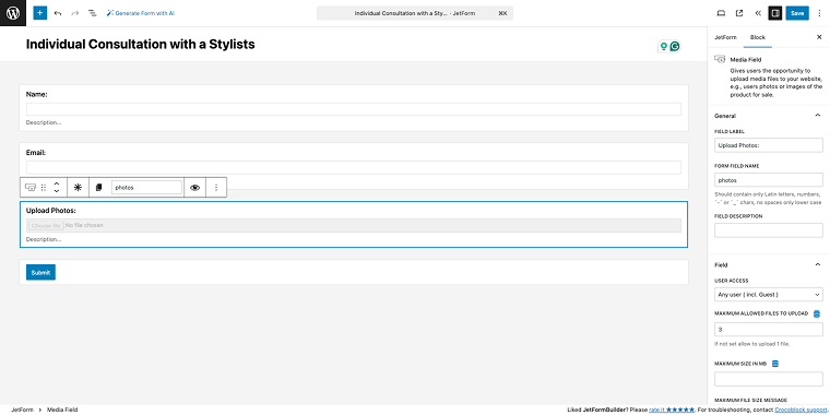 editing the user access field value to any user