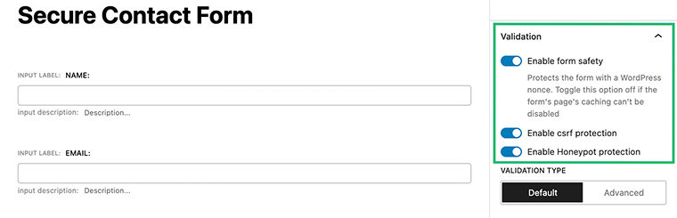 select validation option