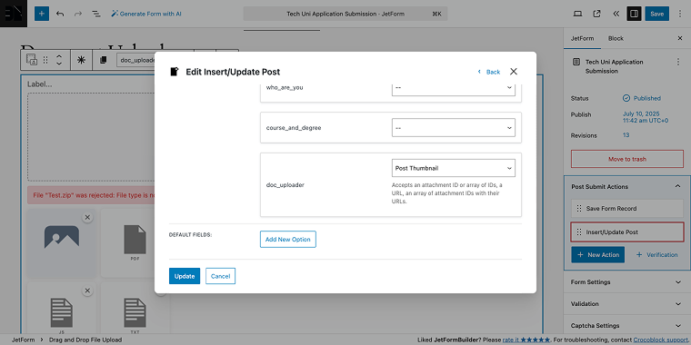 insert update post form action