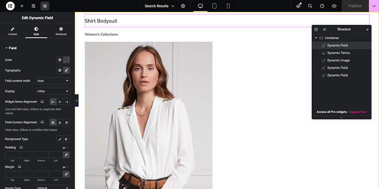 creating a listing for the search results page