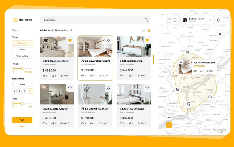 Map search results