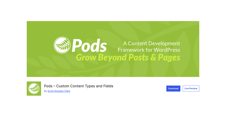Pods plugin on wordpress.org